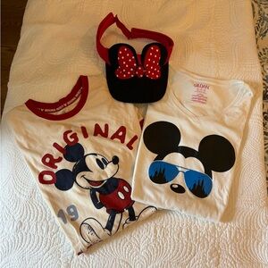 Disney lot t-shirts visor